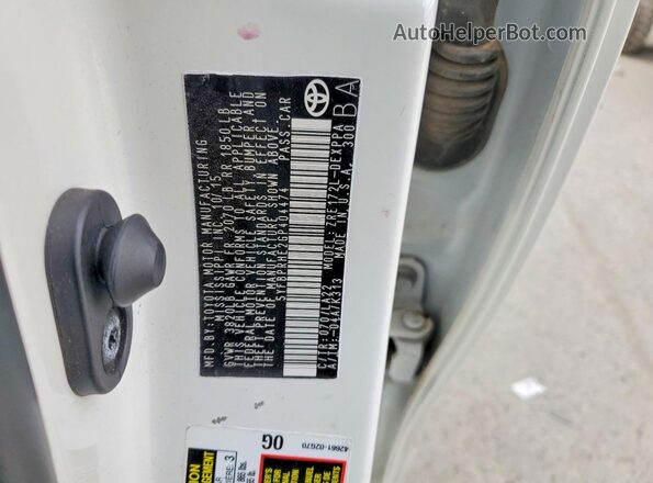 5YFBPRHE2GP404474 2016 TOYOTA COROLLA White Widok naklejki z numerem VIN