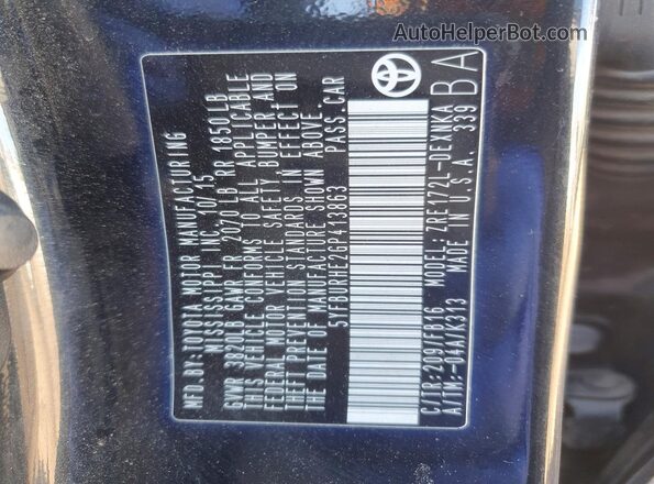 5YFBURHE2GP413863 2016 TOYOTA COROLLA Black Engine compartment view