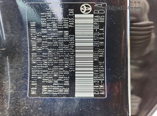 5YFBURHE4GP406963 2016 TOYOTA COROLLA Black Вид підкапотного простору