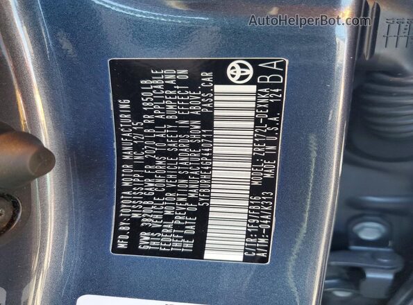 5YFBURHE4GP440711 2016 TOYOTA COROLLA Gray VIN sticker view