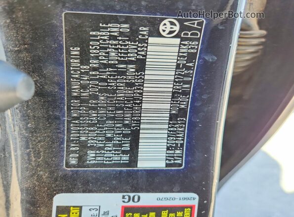 5YFBURHE4JP831655 2018 TOYOTA COROLLA Black Engine compartment view