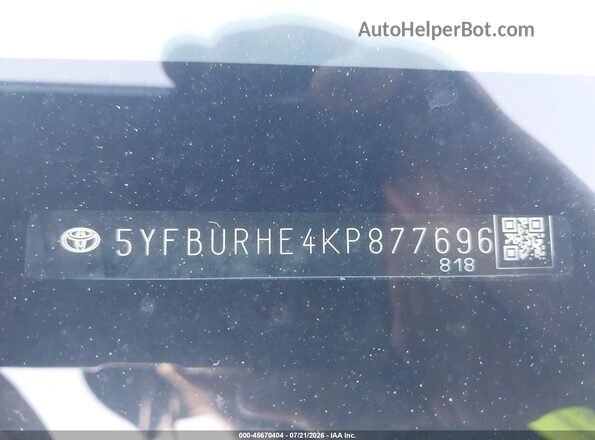 5YFBURHE4KP877696 2019 TOYOTA COROLLA Beige ძრავის განყოფილების ხედი