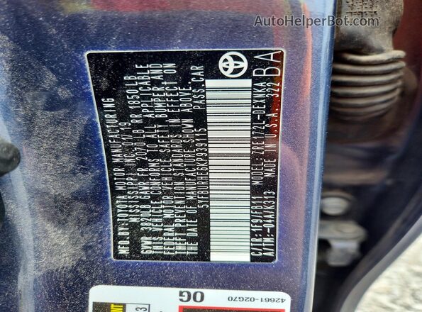 5YFBURHE6KP939115 2019 TOYOTA COROLLA Blue Engine compartment view