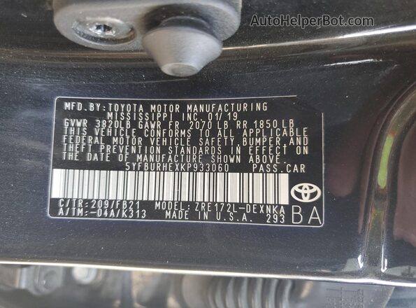 5YFBURHEXKP933060 2019 TOYOTA COROLLA Black Շարժիչի բաժամունքի տեսք