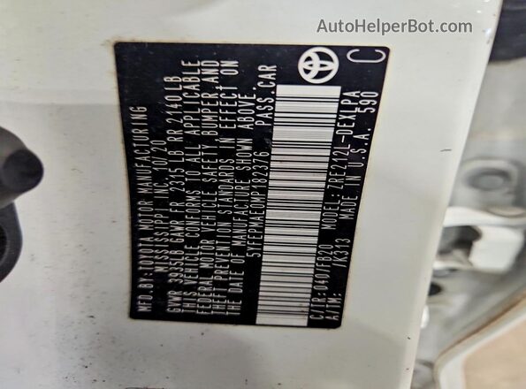 5YFEPMAE0MP182376 2021 TOYOTA COROLLA White Engine compartment view