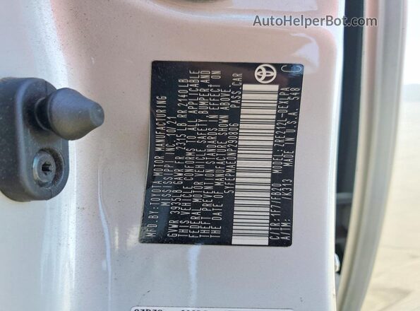 5YFEPMAE0NP290806 2022 TOYOTA COROLLA Silver VIN կոդի պիտակի տեսք