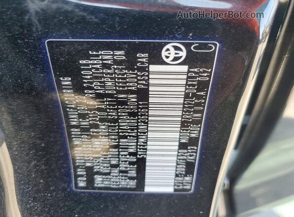 5YFEPMAE0NP363611 2022 TOYOTA COROLLA Black VIN კოდის სტიკერის ხედი
