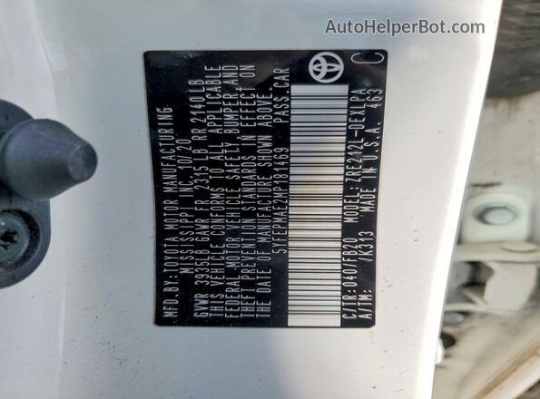 5YFEPMAE2MP181469 2021 TOYOTA COROLLA White Vista del compartimento del motor