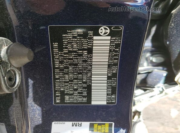 5YFEPMAE2NP389515 2022 TOYOTA COROLLA Blue Вид підкапотного простору