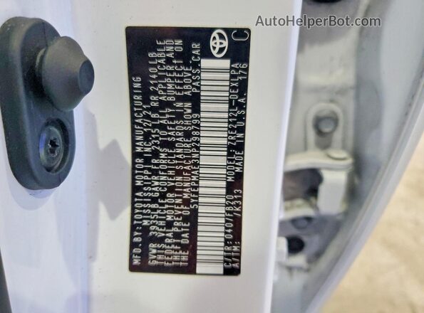 5YFEPMAE3NP298799 2022 TOYOTA COROLLA White Vista del compartimento del motor