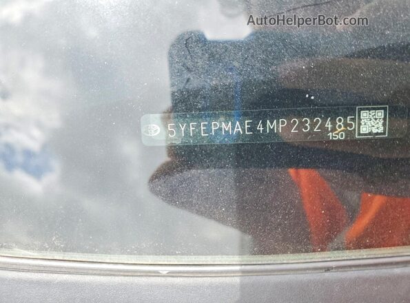 5YFEPMAE4MP232485 2021 TOYOTA COROLLA Белый Вид наклейки с VIN-кодом