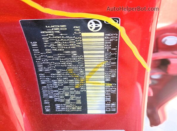 5YFEPMAE6MP247795 2021 TOYOTA COROLLA Red Widok komory silnika