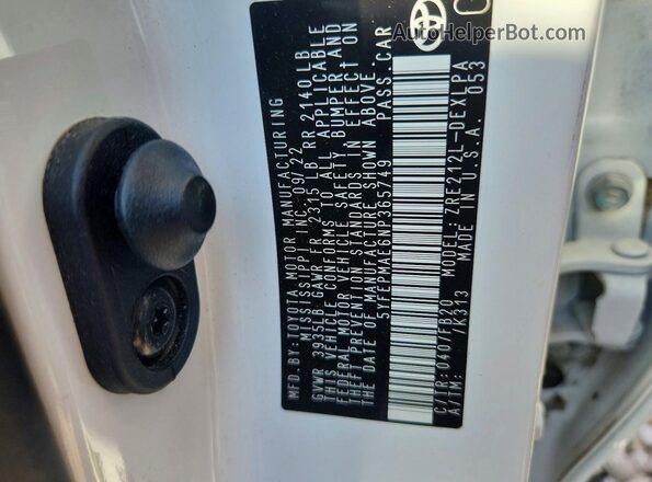 5YFEPMAE6NP365749 2022 TOYOTA COROLLA White ძრავის განყოფილების ხედი