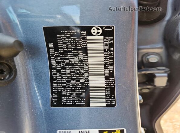 5YFEPMAE8NP307447 2022 TOYOTA COROLLA Blue ძრავის განყოფილების ხედი