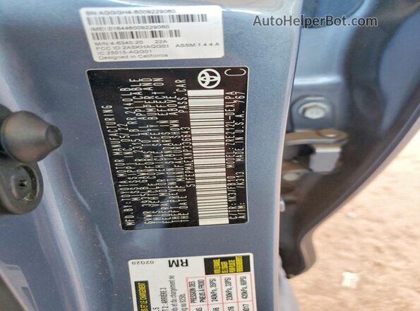 5YFEPMAEXNP336643 2022 TOYOTA COROLLA Blue Вид наклейки з VIN-кодом
