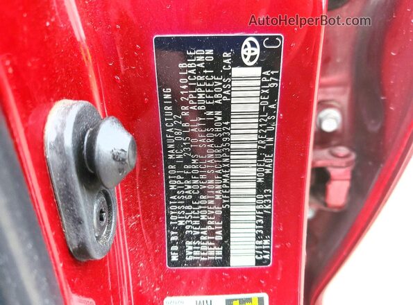 5YFEPMAEXNP359324 2022 TOYOTA COROLLA Red Engine compartment view