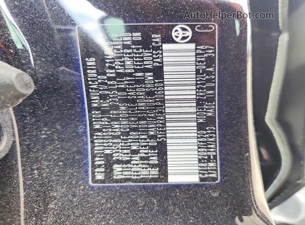 5YFEPRAE3LP106601 2020 TOYOTA COROLLA Black VIN sticker view