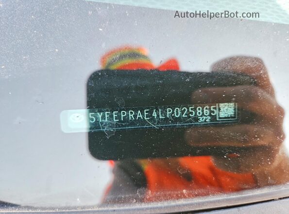 5YFEPRAE4LP025865 2020 TOYOTA COROLLA Blue Vista de la etiqueta del VIN