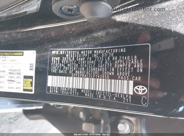 5YFEPRAE7LP142856 2020 TOYOTA COROLLA Black Widok komory silnika