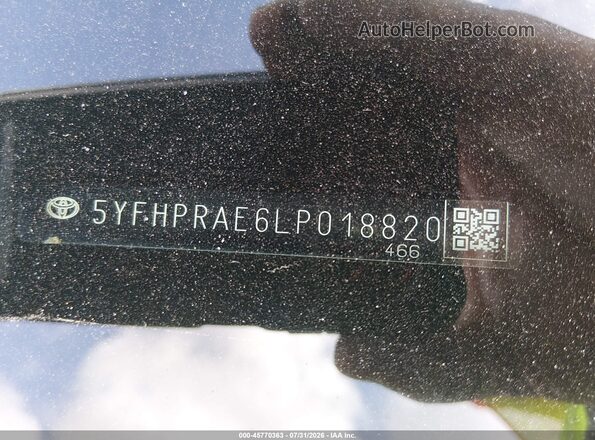 5YFHPRAE6LP018820 2020 TOYOTA COROLLA Blue Vista del compartimento del motor