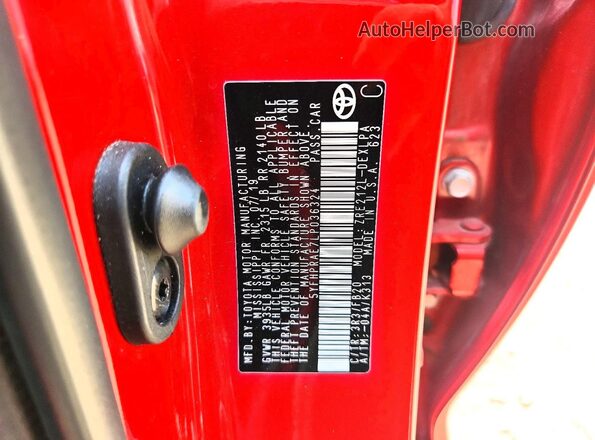 5YFHPRAE7LP036324 2020 TOYOTA COROLLA Red ძრავის განყოფილების ხედი
