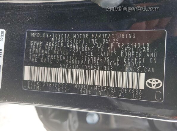 5YFS4MCE0SP241318 2025 TOYOTA COROLLA Black ძრავის განყოფილების ხედი