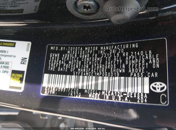 5YFS4MCE1MP060019 2021 TOYOTA COROLLA Black Engine compartment view