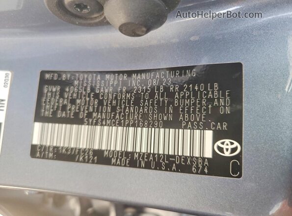 5YFS4MCE1PP168290 2023 TOYOTA COROLLA Blue Vista del compartimento del motor