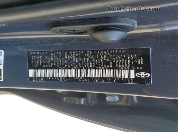 5YFS4MCE1TP252989 2026 TOYOTA COROLLA Угольный Вид наклейки с VIN-кодом