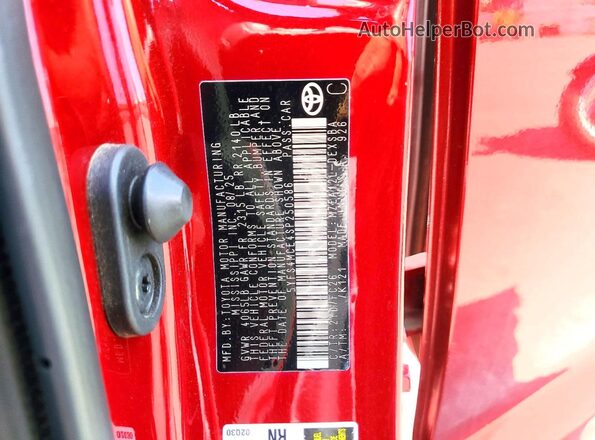 5YFS4MCE4SP250586 2025 TOYOTA COROLLA Red VIN կոդի պիտակի տեսք