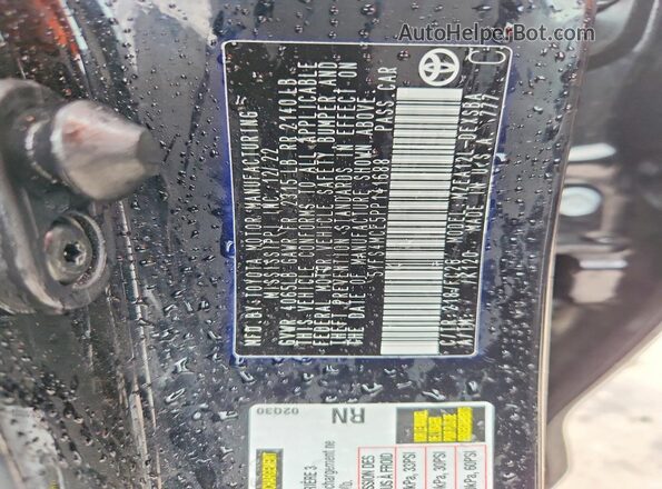 5YFS4MCE5PP141688 2023 TOYOTA COROLLA Black Widok naklejki z numerem VIN