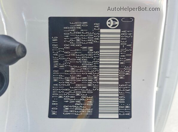 5YFS4MCE5PP162136 2023 TOYOTA COROLLA Белый Вид подкапотного пространства