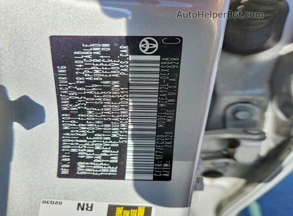5YFS4MCE6NP102511 2022 TOYOTA COROLLA Silver VIN sticker view