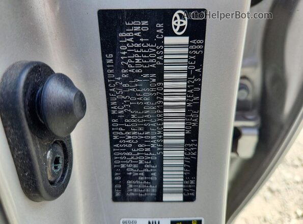 5YFS4MCEXRP197709 2024 TOYOTA COROLLA Silver Widok komory silnika