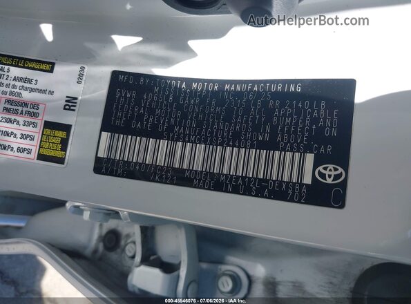 5YFS4MCEXSP244081 2025 TOYOTA COROLLA White Vista del compartimento del motor