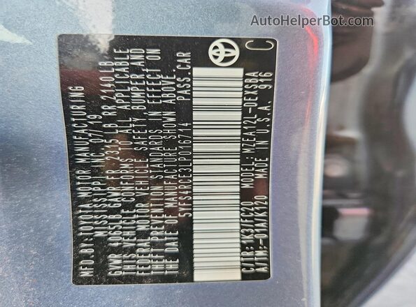 5YFS4RCE3LP016714 2020 TOYOTA COROLLA Blue Engine compartment view