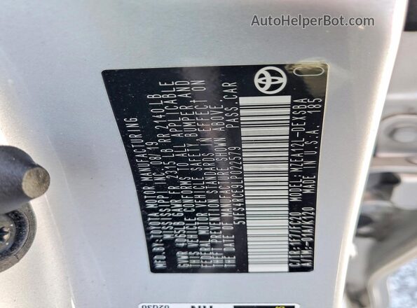 5YFS4RCE9LP022579 2020 TOYOTA COROLLA Silver Widok komory silnika