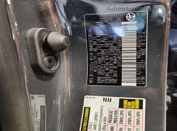5YFT4MCE0PP166695 2023 TOYOTA COROLLA Gray Widok naklejki z numerem VIN
