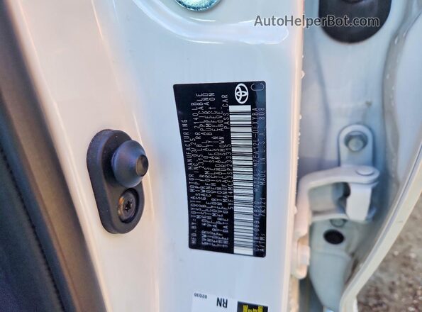 5YFT4MCE3SP233315 2025 TOYOTA COROLLA White Widok naklejki z numerem VIN
