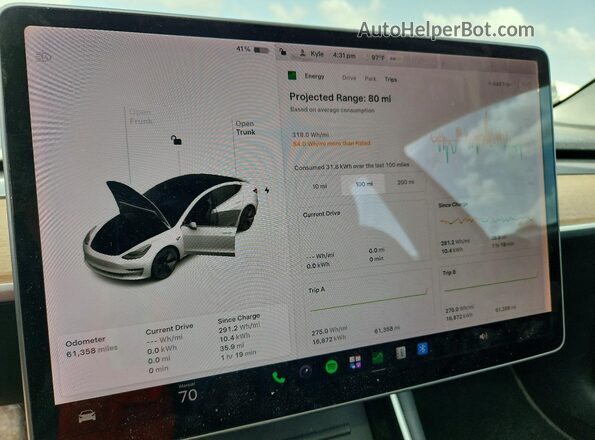 5YJ3E1EA0JF076830 2018 TESLA MODEL Белый Вид щитка приборов