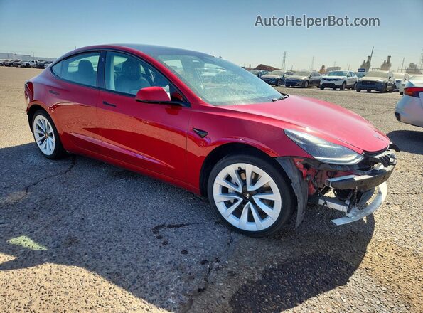 5YJ3E1EA1NF303934 2022 TESLA MODEL Red Front right