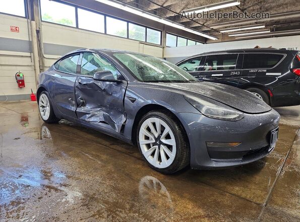 5YJ3E1EA1NF369075 2022 TESLA MODEL Gray წინა მარჯვენა