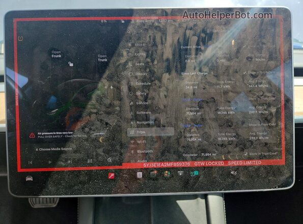 5YJ3E1EA2MF859376 2021 TESLA MODEL Синий Вид щитка приборов