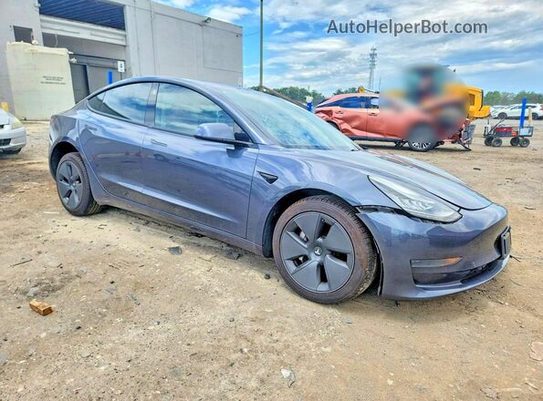5YJ3E1EA2MF859376 2021 TESLA MODEL Синий Передняя правая четверть
