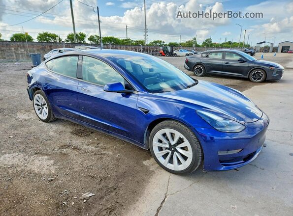 5YJ3E1EA2NF289901 2022 TESLA MODEL Blue Front right
