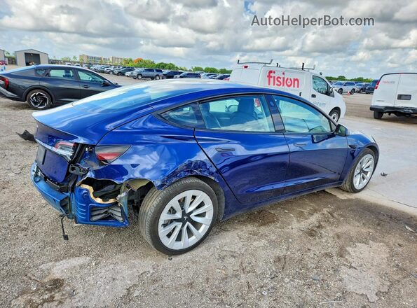 5YJ3E1EA2NF289901 2022 TESLA MODEL Blue Rear right
