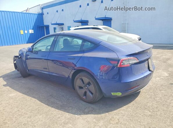 5YJ3E1EA2NF294922 2022 TESLA MODEL Blue Trasero izquierdo