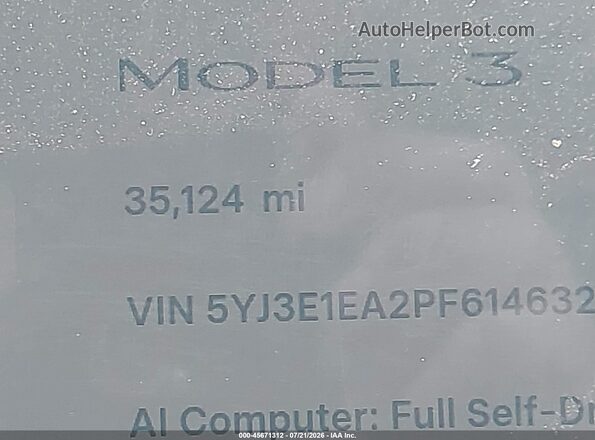 5YJ3E1EA2PF614632 2023 TESLA MODEL 3 Red Панорамний вид салону 360°