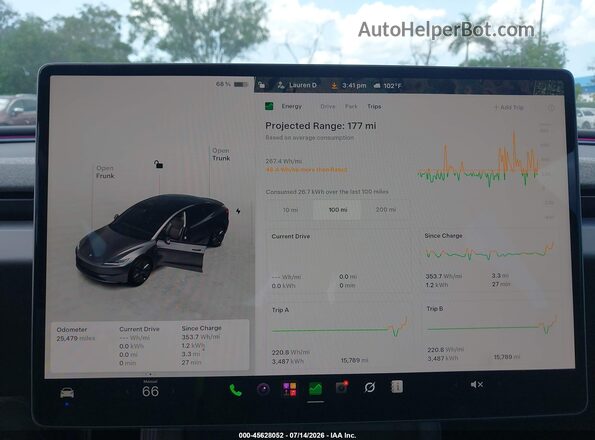 5YJ3E1EA2RF855416 2024 TESLA MODEL 3 Серый Вид задних сидений