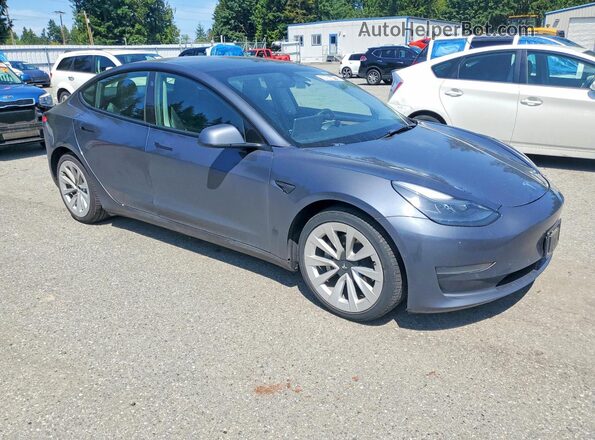 5YJ3E1EA3NF304695 2022 TESLA MODEL Серый Передняя правая четверть